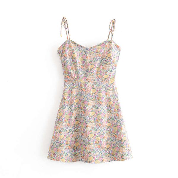 

wind 2020 summer new women's fashion versatile french v-neck print open back waist belt dress, Black;gray