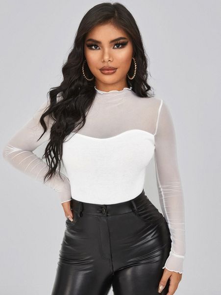 

solid contrast mesh 34vh#, White