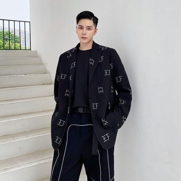 

male women streetwear hip hop fashion loose couple suit coat stage clothing men reflective print casual suit blazers jacket1, White;black
