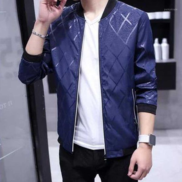 

men's jackets 2021 fashion solid bomber jacket men casual plaid slim fit baseball uniform male plus size mens coats1, Black;brown