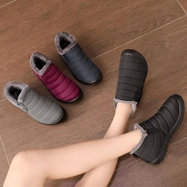 

boots autumn and winter 2021 warm snow waterproof wool mouth hand made cotton shoes women's large size, Black