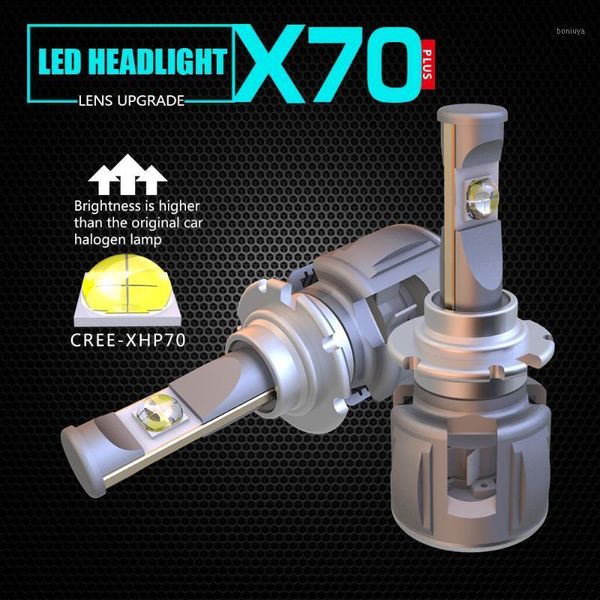 

car headlights 2pcs original xhp70 chips h7 led headlight bulb h11 h4 h8 4 9006 3 9005 d2s d1s d4s auto lights headlamp 6000k 12v1