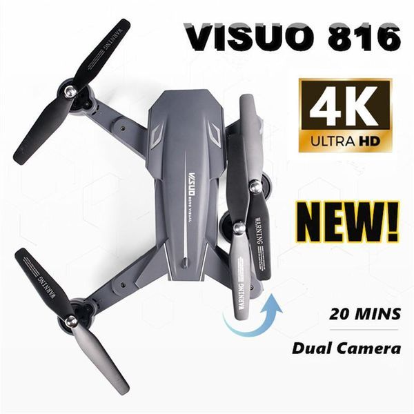 

drones visuo xs816 rc drone with wifi fpv 4k /720p dual camera optical flow quadcopter foldable selfie dron gesture smart vs sg106 m701