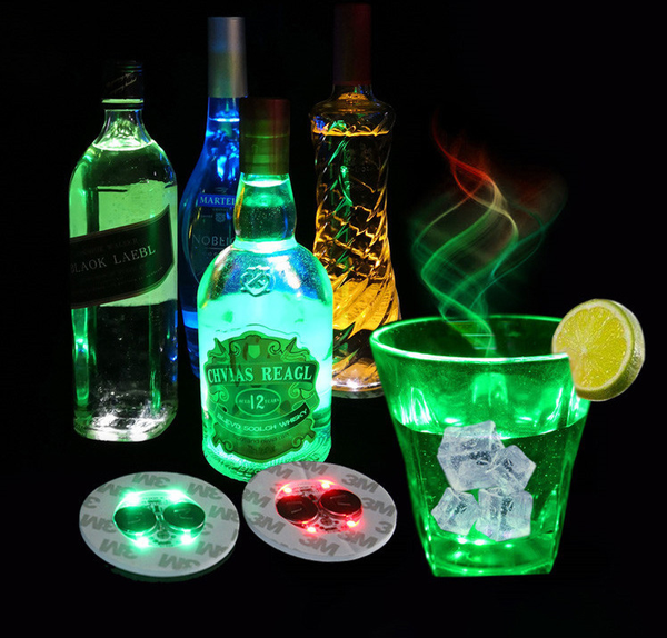 

led coaster led bottle light stickers glow christmas xmas bar club party vase decoration led glorifier mini light drink cup mat 33