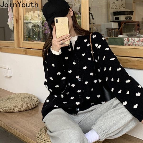 

women's knits & tees joinyouth heart crochet floral cardigan fashion knitted sweaters women loose sueter coat o-neck long sleeve jacket, White