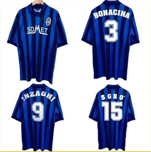 

1996 1997 atalanta bergamasca retro soccer jersey 96 97 filippo inzaghi bonacina morfeo vintage classic football shirt, Black;yellow