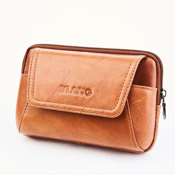 

waist bags arrival men cowhide leather cell/mobile phone cover case skin hip belt bum purse fanny pack bag pouch 6 inch