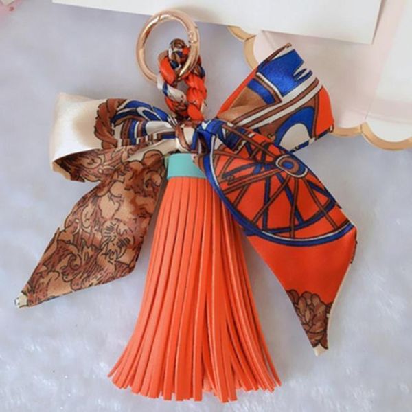 

fashion bow knot key chain with leather tassels key ring holder for women jewelry pendant neh811 h jllqnh
