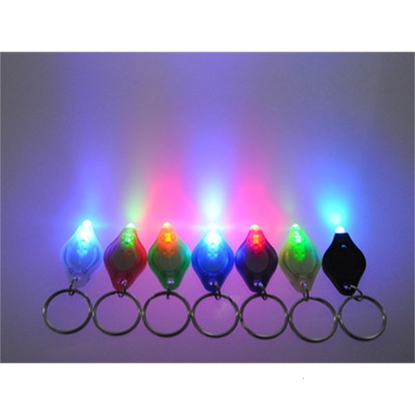 

7 mini torch keychains colors plastic key chains ring uv led light shell color randomly accessories, Silver