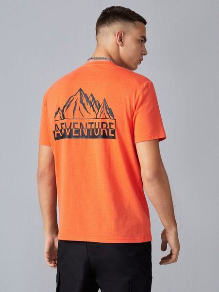 

men letter & mountain graphic tee s0tv#, White;black