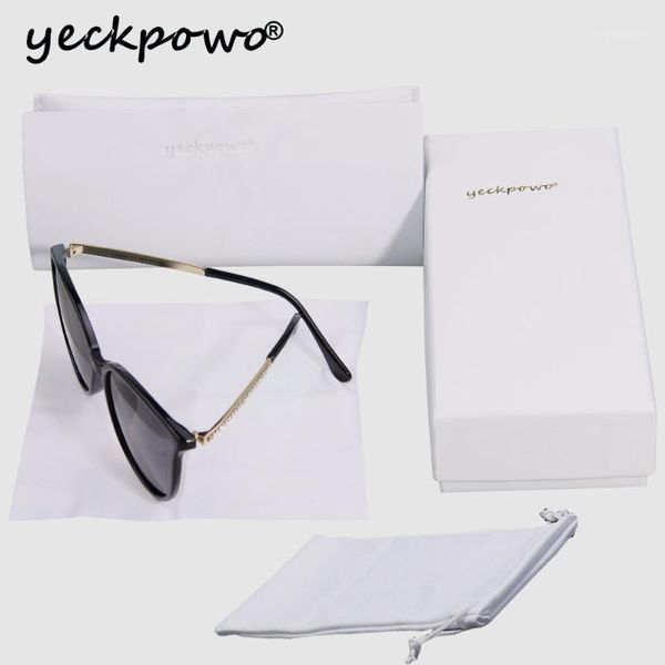 

yeckpowo sunglasses women polarized uv400 cat eye 2020 fashion polarize sungalsses case with1, White;black