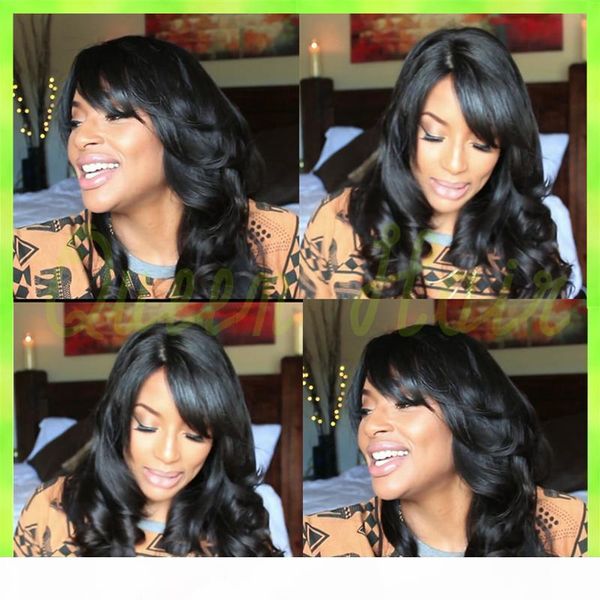 

loose wave glueless full lace wigs middle part full lace human hair wigs for black women brazilian full lace wigs, Black;brown