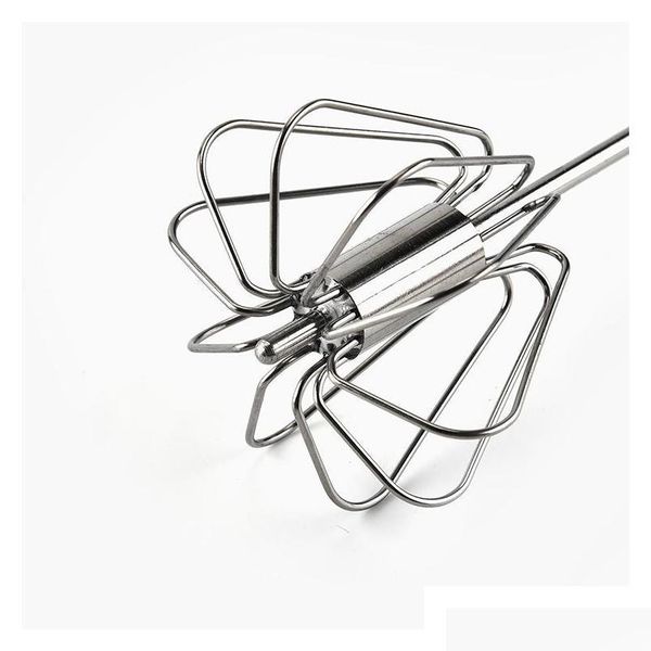 

rotating egg whisk milk frothier egg yolk white mixer blender stainless steel tool for health drinks smoothi jllipt dh_garden