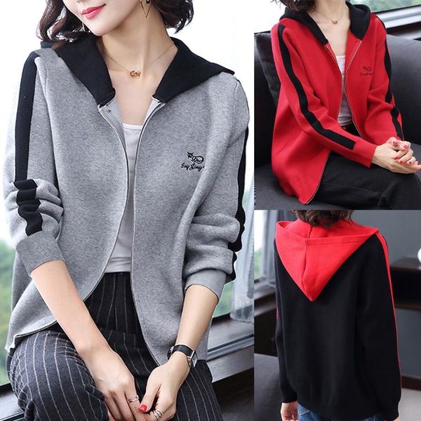 

women's jackets fashion women cardigan letter print hat pocket long sleeves outdoor sports thin jacket casual, Black;brown