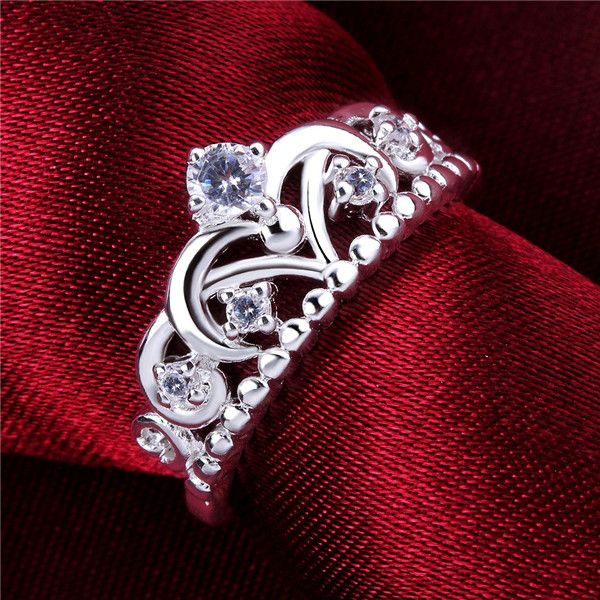 

brand new 925 silver rings fashion inlaid stone crown ring gssr601 factory direct sale fashion sterling silver finger ring