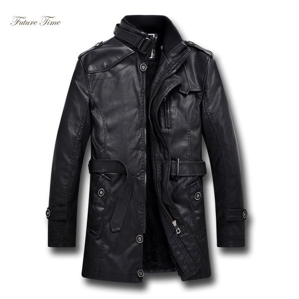 

men jacket handsome pu fur leather clothing long washed locomotive coat stand collar plus velvet windbreaker men streetwearwy020, Black;brown