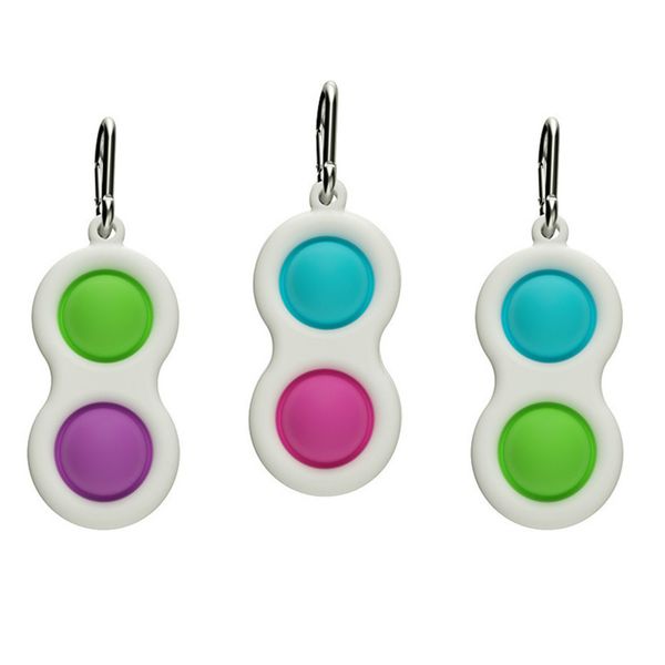 

kids push bubble fidget simple dimple toy keychain pop it fidget key holder rings bag pendants with metal circle table game gift h2106