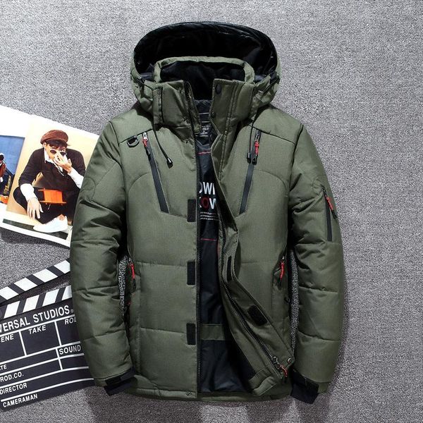 

winter jacket men coats casual stand zipper hooded men jacket outdoor thick warm solid hooded snow coat oversized clothing, Black