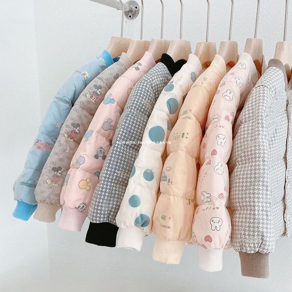 

double layer children's down jacket knitted windproof baby down jacket, Blue;gray