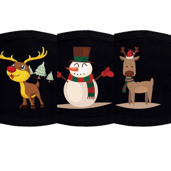 

0pg5reindeer cartoon black christmas newsent mask warm gift casual mouth-muffle dustproof washable reusable face