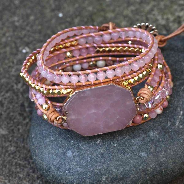 

bracelet pink bracelet mixed with pink crystal multi-layer, Golden;silver
