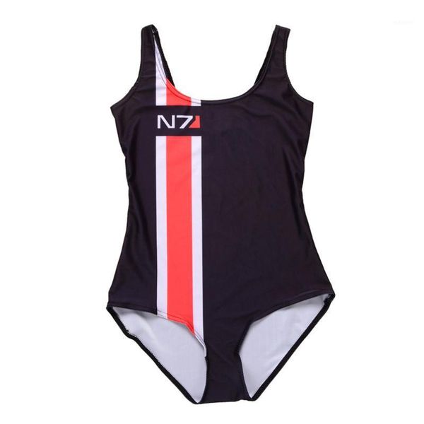 

summer women european mass effect n7 swimsuit one piece digital print bath suit wetsuit price swimwear1, White;black