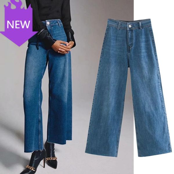 

woman high waist jeans loose wide leg jeans for women fashion casual high street vintage pockets mom, Blue