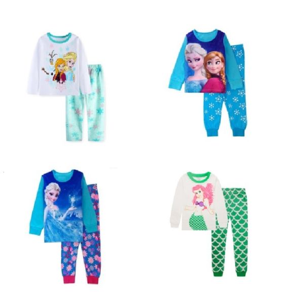 

children's wear girls' baby cartoon long sve home suit pajamas k210, Blue;red