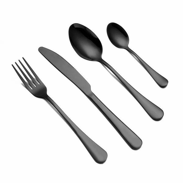 

spklifey black dinnerware set cutlery stainless steel black cutlery set rainbow dinner tableware wedding silverware set h qylluh