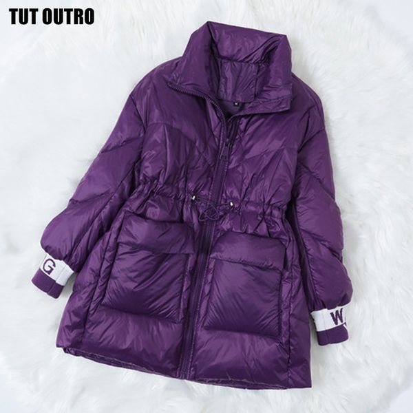 

2020 new winter women bubble puffer jacket purple warm waterproof parka woman down coats women thick shiny puffer coat clothing c1204, Black