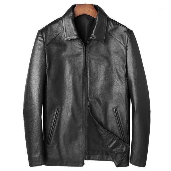 

sales men cowhide genuine leather jacket gentlemen formal genuine leather jacket spring autumn clothing fur overcoat1, Black