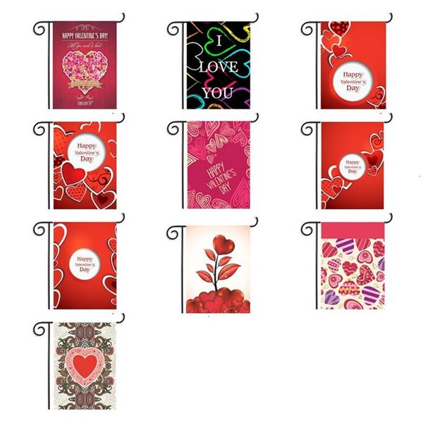 

party polyester garden 30*45cm day valentine's lover diy yard hanging flag house decoration portable banner 10style