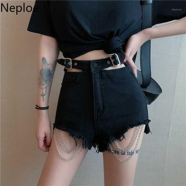 

neploe hollow out shorts women summer 2020 fashion zipper button ladies bottoms casual high waist female shorts 1a6211, White;black
