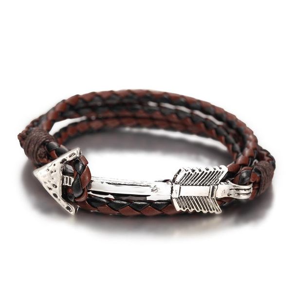 

2016 new arrival multilayer charm leather vintage bronze arrow bracelet anchor bracelet for men women lovers' gift wmtzrp