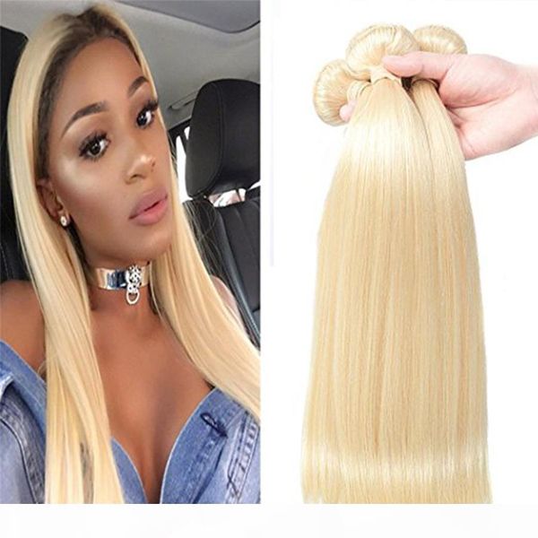 

european blond #613 100% unprocessed remy human hair weave white blonde straight 3 bundles virgin hair sew in hair extensions ing, Black;brown