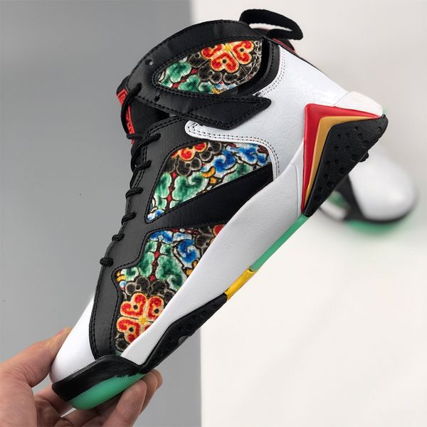 

x 7s 2020  jumpman gc mens patta basketball shoes chinese dragon embroidered sports trainers women sneakers des chaussures zapatos, Black