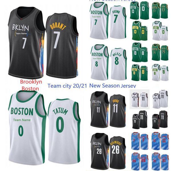

2021 men new season brooklyn 8 boston kevin 7 durant jersey kyrie 11 uniform irving basketball jason 0 tatum 7 brown 8 walker city jersey, Black;red