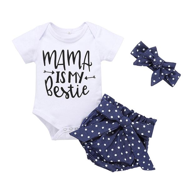 

baby girls shorts outfits short sleeve letter rompers infant onesies toddler baby dots leopard flower pp shorts with headband 0-18m 061118, White