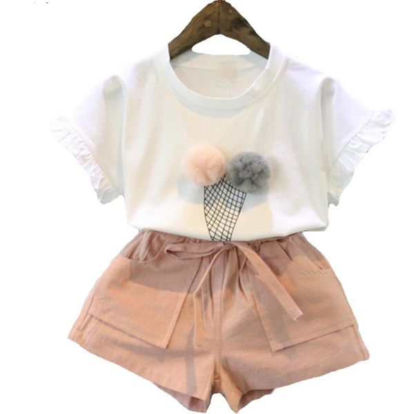 

melario chiffon girls clothing sets summer vest two piece sleeveless children sets fashion girls clothes suit casual dot outfits, White