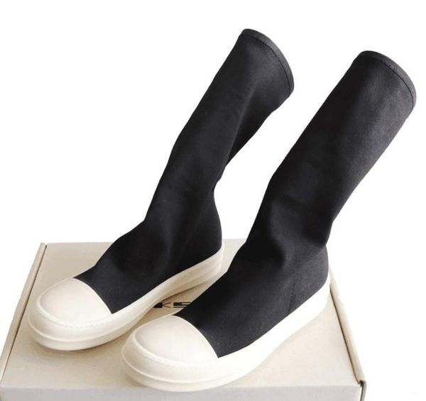 

19ss new list high tpu bottom line elastic canvas short boots persional fashion couple thick bottom boots, Black