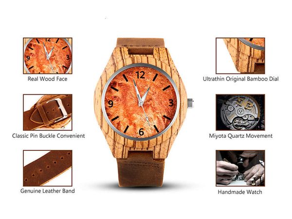 

wooden watch decorative wooden new belt watch men's belt wooden watch a342, Slivery;brown