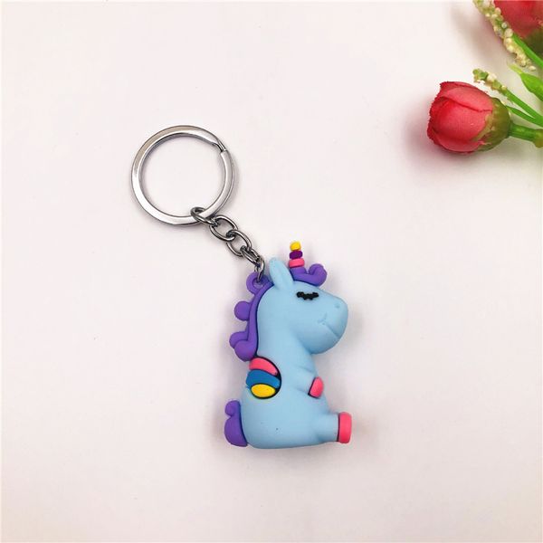 

unicorn cartoon pvc keychain key ring car bag hang pendant cute crafts gifts fashion accessories jewelry key chain 6 colors e120703, Red;brown