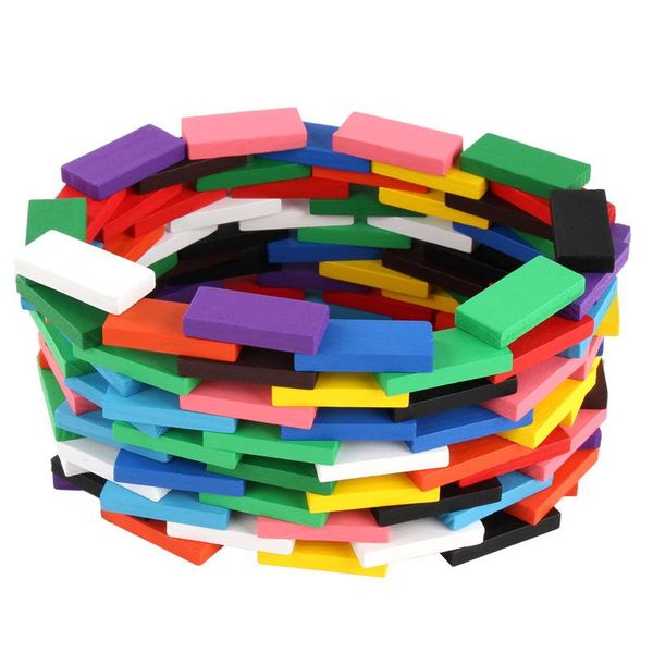

60pcs set wooden color domino blocks set game building and stacking toy blocks dominoes games educational toys gift children yjn wmtnsr