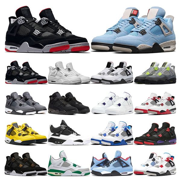 

ale mens basketball shoes 4s jumpman 4 university blue pine green fired red white cement black cat men trainer sport sneaker outdoor