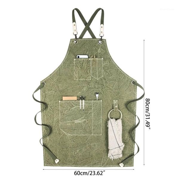 

chef apron cotton canvas cross back adjustable apron with cooking baking1