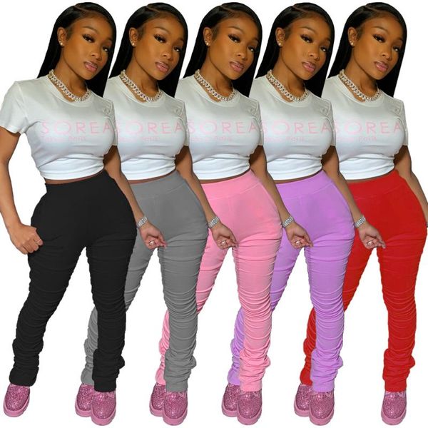

mid waist elastic and pleated pants stacked leggings sweatpants women streetwear women cargo pants joggers, Black;white