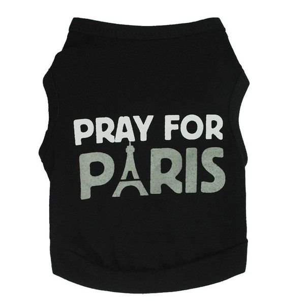 

dog apparel pet clothes solid clothings dogs vest super small clothing cute letter print pray for paris spring summer balck ropa perro