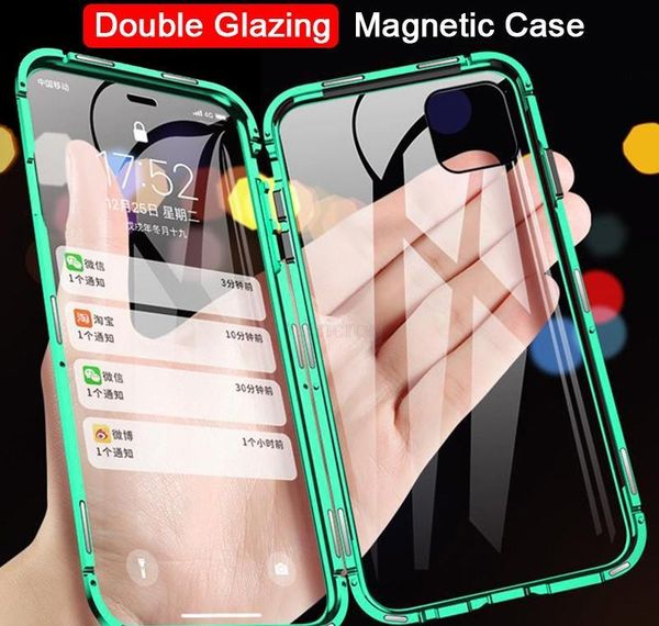 

8 11 12 adsorption double iphone x case xr pro plus max metal xs phone 6 cover 7 protective for sided xs glass magnetic tempered full ljhw