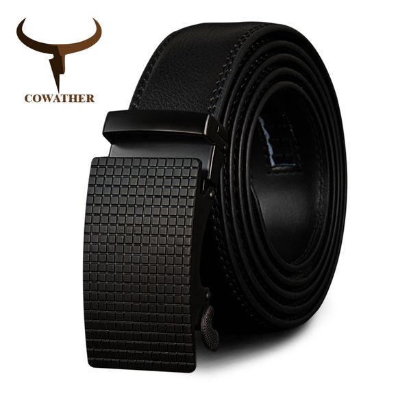 

cowather cow genuine leather belts for men automatic vintage male belt brand ratchet buckle belts 110-130cm long t200113, Black;brown