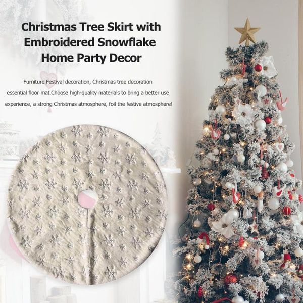 

christmas decorations tree skirts with embroidered snowflake party year carpet mat cover close knitting and meticulous weaving